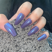 紫色电光ins穿戴甲nails纯色，欧美夏季辣妹，中长款高级显白高端定制