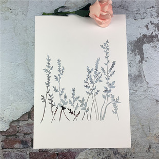 植物系列 小草小花创意手绘手账DIY镂空模板喷绘图案遮蔽板涂色