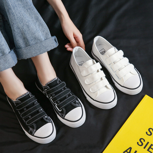2023夏季魔术贴帆布鞋女学生韩版ulzzang布鞋子(布，鞋子)百搭小白鞋潮