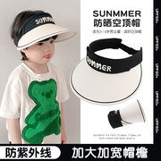 遮阳帽女儿童防晒帽，夏季出游男童太阳帽，户外运动空顶帽大檐紫外线