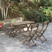 小户型餐桌实木简约现代庭院阳台小桌椅休闲茶桌复古方桌咖啡