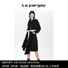 Lapargay纳帕佳2023女装黑色上衣欧美时尚休闲长袖两件套外套
