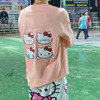 hellokitty短袖男上衣哈喽kitty粉色t恤衣服，2023韩版潮流夏季