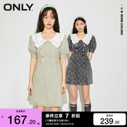 绫致only2024春夏，甜美娃娃领泡泡袖，a字牛仔连衣裙女