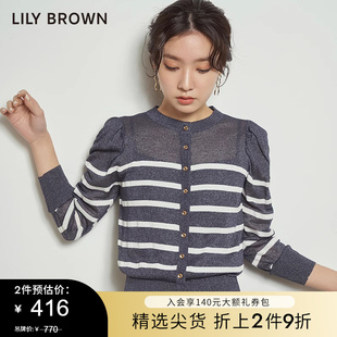 LILY BROWN春夏款 复古气质圆领薄款泡泡袖外套针织衫LWND221116