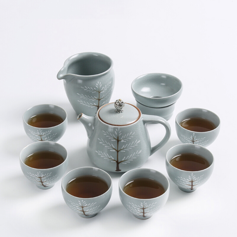 功茶具套装家用汝窑茶杯套装景德镇茶壶陶瓷简约现代杯子6只装2在类目 餐饮具, 茶具, 功夫茶具中 - 来自Buy2taobao.com提供专业的淘宝代购服务