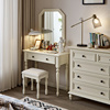 美式全实木梳妆台白色，卧室现代简约小户型地中海，网红化妆桌妆凳