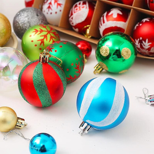 圣诞树彩色挂球幼儿园耶诞树松果多多球装饰品商场橱窗塑料球挂件