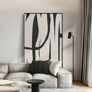 侘寂风客厅装饰画大幅肌理，黑白抽象高级感简约沙发背景墙壁画挂画