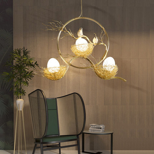 餐厅吊灯现代简约鸟巢客厅灯创意个性三头艺术卧室灯树枝北欧灯具