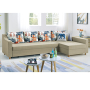 转角沙发床多功能小户型组合可拆洗储物棉麻布艺实木抽拉客厅