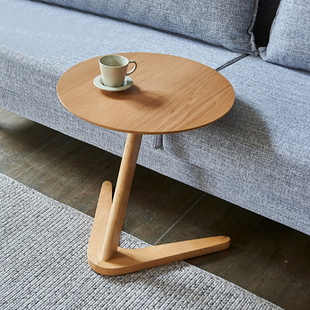小桌子轻奢创意实木沙发边几角几柜北欧现代简约椭圆角弧形小茶几
