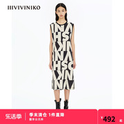 IIIVIVINIKO胶囊系列几何感印花无袖连衣裙女W130611302B