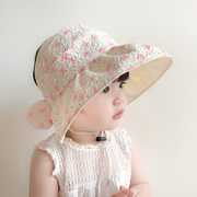 儿童防晒帽夏季婴儿防紫外线空顶薄夏款女宝宝，遮阳帽子女童太阳帽