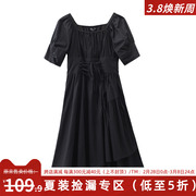 499元UC系列欧美不规则系带方领连衣裙2023年夏季女装