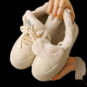 韩国皮毛一体雪地靴女靴，2023秋冬加绒加厚保暖棉鞋.高筒小白