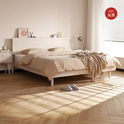 联邦家私实木床白色，奶油风北欧现代侘寂风红橡木小户型1.8m双人床