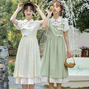 姐妹闺蜜装假两件套装连衣裙子夏季少女学生学院风小个子甜美森系
