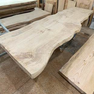 实木大板茶几中式功夫茶桌吧台面会议桌不规则板松木自然边原木板