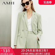 Amii职业气质西装外套2024初春季休闲西服套装女士裤装两件套