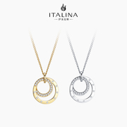 伊泰莲娜s925银项链，女独特设计时尚优雅圆圈，锁骨链精致个性