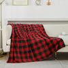 法兰绒双面毛毯经典红黑格子盖毯办公室午睡毯子单法休闲加厚空调