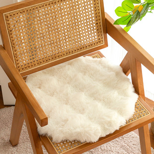毛绒圆形坐垫椅垫办公室屁垫冬季圆凳餐椅垫子白色仿兔毛加厚座垫