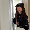春韩国女大童甜酷风洋气百搭波浪袖修身上衣时髦短款印字长袖T恤