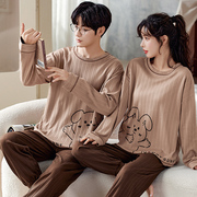 情侣秋季韩版睡衣可爱卡通纯棉长袖男女家居服薄款两件套装可外穿