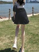 高腰牛仔半身裙女夏季薄款2023年短裙a字包臀鱼尾裙子黑色潮