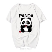 日系潮流可爱熊猫短袖t恤男纯棉熊猫图案，周边衣服情侣女大码宽松