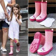 儿童雨鞋女童防滑水鞋粉色，幼儿园宝宝亲子雨靴，孩子上学生防水胶鞋