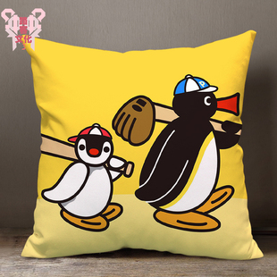 企鹅家族pingu周边同款抱枕头，来图定制午睡靠垫含枕芯手办礼物