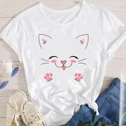 T Shirt 女士 Fashion Lovely Cats 原宿风 Kawaii s 短袖 Cute T