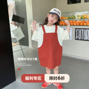 蓝小爸女童假两件连衣裙2023夏季儿童韩版裙子宝宝休闲T裙
