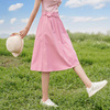 ATAR清货 白领气质减龄中长半身裙女夏季系腰带高腰口袋纯色a字裙