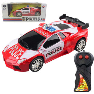 跑车赛车儿童电动遥控警车玩具小车男女小孩摇控汽车模型生日礼物
