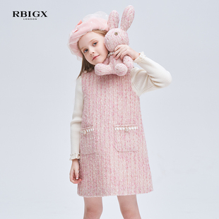 RBIGX瑞比克童装冬季女童公主裙甜美洋气连衣裙粉色小香风背心裙
