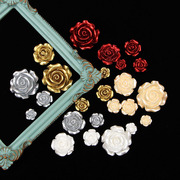 diy创意5色珠光烤漆玫瑰花，奶油胶树脂手机壳，材料头饰发卡配件