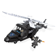 恒三和特警积木直升机，兼容乐高军事拼装城市，警察系列男孩玩具飞机
