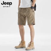 jeep吉普美式工装短裤男士，宽松2023夏季多口袋，机能休闲五分裤子男