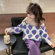 女童冬装毛衣2023洋气，儿童秋冬款打底针织衫，小女孩加厚上衣潮