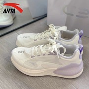安踏运动鞋女夏C37+2024新减震网面透气轻便跑步鞋白色鞋子女款