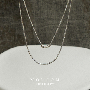 MOI IOM 极细串珠双层项链 925纯银小众原创设计手工肌理质感简约
