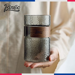 bincoo日式锤纹玻璃泡，茶杯创意办公茶杯，加厚家用耐热玻璃个人专用