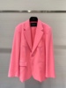 k牌粉红色西服外套，上衣翻领长袖中款宽松版，高品质女款春款