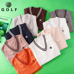 韩国时尚高尔夫服装针织衫春秋女装球衣毛衣马甲golf背心
