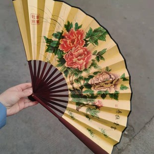 10寸绢布扇子富贵牡丹中国风系列丝绸工艺折扇1尺印花绢扇子