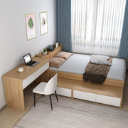 定制榻榻米书桌床一体实木儿童组合床小户型气压透气带踏步储物床