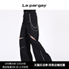 纳帕佳2024年春季原创设计黑色拉链，装饰休闲裤个性阔腿长裤女